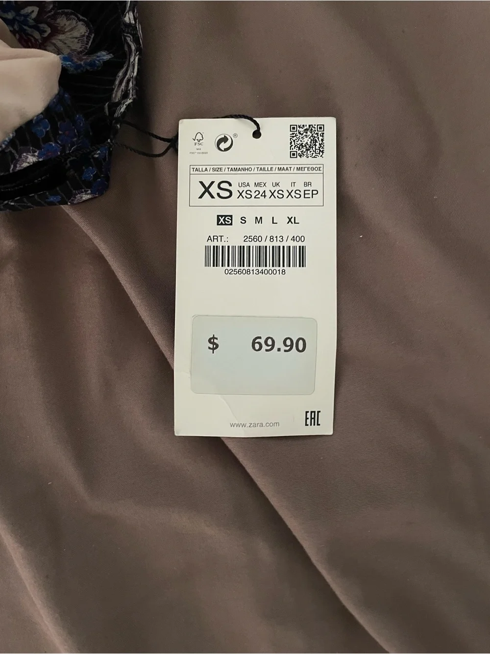Zara Floral Patchwork Smocked Tube Top - Blue, Black, Cream
